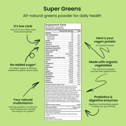 Live It Up Super Greens Powder All-Natural Plant-Based Superfood 60 Servings